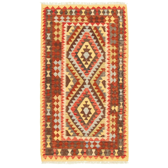 ECARPETGALLERY Flat-weave Bold and Colorful Multi Color Wool Kilim - 3'5 x 6'5