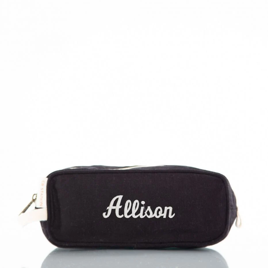 Monogrammed Canvas Black Kids Travel Kit, Toiletry Bag, Kid's Overnight, Kids's Gift, Pencil Case