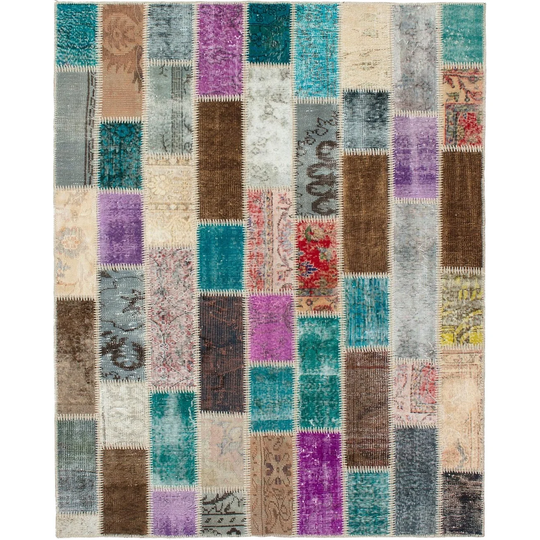 ECARPETGALLERY Hand-knotted Color Transition Patchwork Multi Wool Rug - 5'5 x 7'4