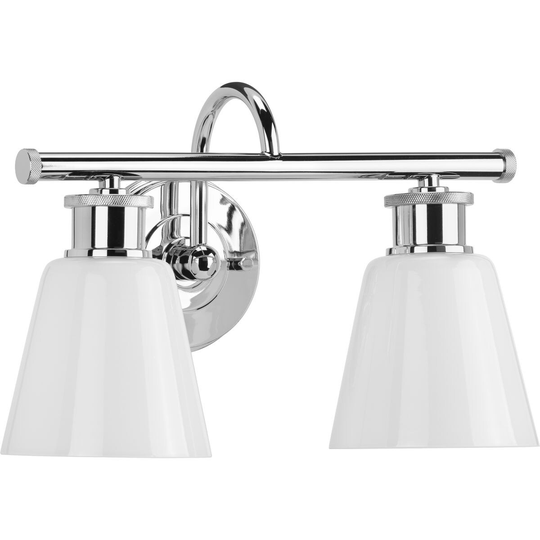 Ashford Collection 2-Light Polished Chrome Opal Glass Farmhouse Wall Light
