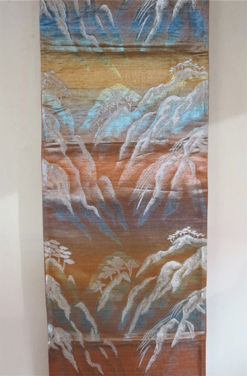 Obi, Table Runner, Vintage Japanese Silk Unused Hanging, Table Runner, Mountains Kimono Obi Belt, Home Decor, Holiday, Gift For Her
