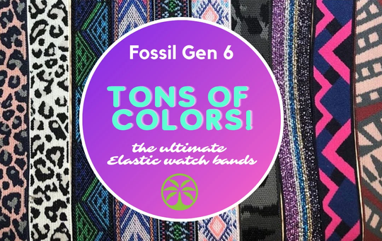 Elastic Fossil Gen 6 Watch Band - Choose Your Pattern Several Elastics To From Comes With 18mm Or 22mm Adapters