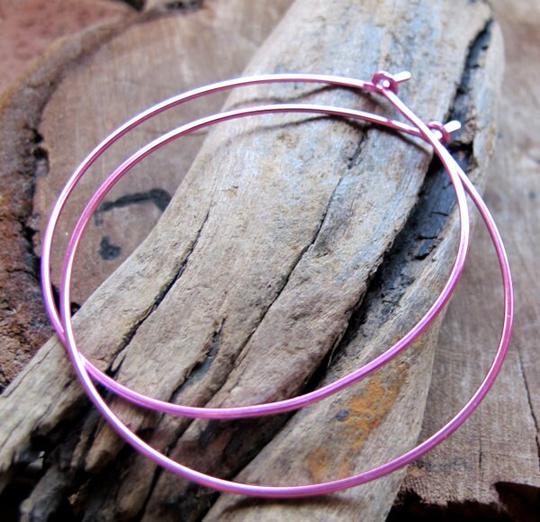 Pink Hoop Earrings 2 Inch - Colored Hoops Artisan Round Fancy Everyday Jewelry Fashion Earrings, 1.5 /