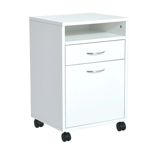 HomCom 24" Rolling End Table Mobile Printer Cart Nightstand Organizer - White