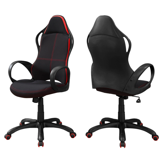 Offex Polyester Fabric Multi Position Swivel Office Chair - Black,Red - 25"x 25"x 46"