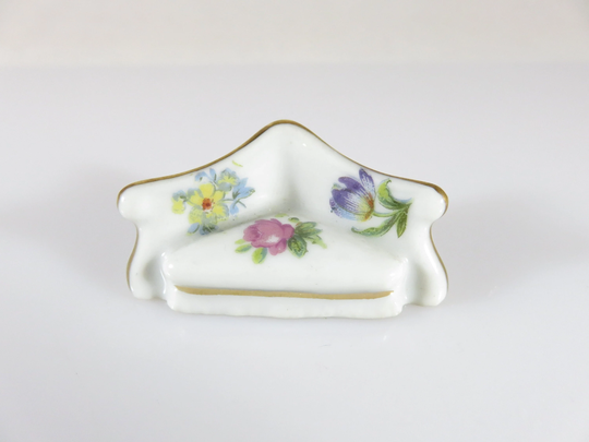 Vintage Fine Porcelain Corner Sofa Couch Dollhouse Miniature Made in France