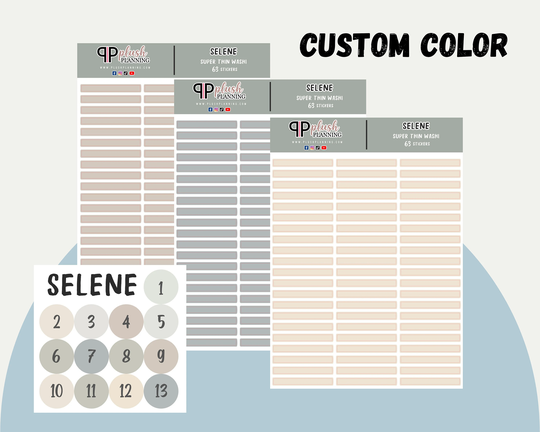 Custom Color Super Thin Washi Tape, Minimalist Collection, Selene Scheme, Functional Stickers, Plush Planning