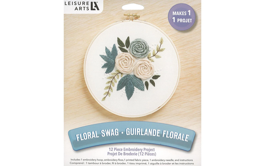 Leisure Arts Embroidery Kit 6" | Floral Swag Diy Flowers