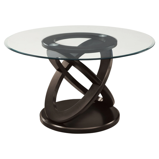 Offex Dark Espresso 48"Dia Tempered Glass Dining Table - Sold Dining table only