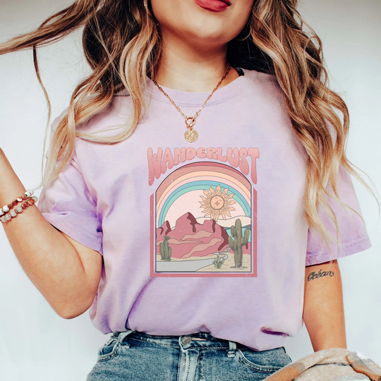 Comfort Colors Boho Shirt, Wanderlust Retro Comfy Oversized Celestial Aesthetic Vintage Shirt