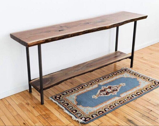 Live Edge Entryway Console Table | Black Walnut Hallway Rustic Furniture