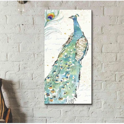 Bungalow Rose Peacock Garden III By Anne Tavoletti - Wrapped Canvas Painting Print