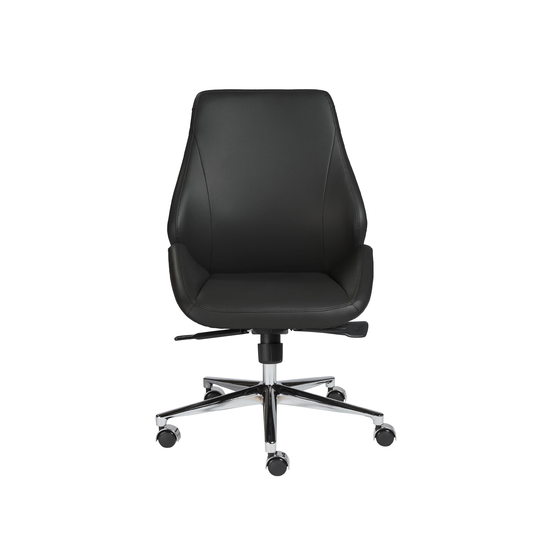 Bergen Low Back Office Chair w/o Armrests in Black with Chromed Base