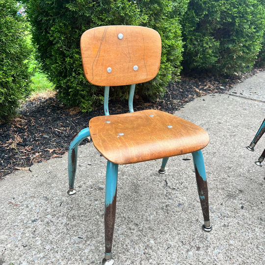 Vintage School Chairs, American Made, Wood & Metal, 12" Kindergarten Chair