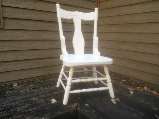 Vintage White Wood Doll Chair - Stuffed Animal Plant Stand Teddy Bear