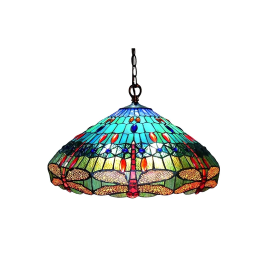 Tiffany Style Dragonfly Design 3-light Antique Bronze Pendant Light