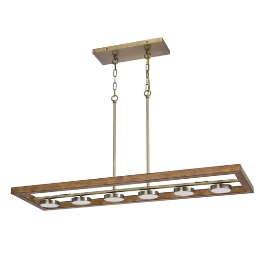 Kelso Light Oak and Brass Island Pendant - One size