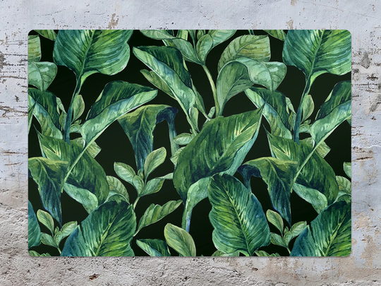 Tropical Leaves Chair Mat, Green Protective Black Splat Plants Vinyl Floor Pvc Decorative Kids Room Decor