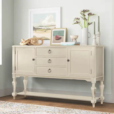 Branson 60'' Wide 3 Drawer Rubberwood Wood Sideboard