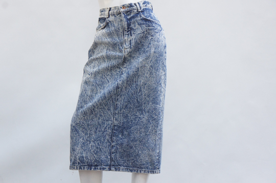Vintage 80S Stone Washed Denim/Jean Skirt/Maxi Pencil Skirt