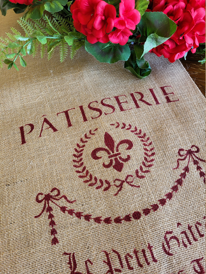 French Country Patisserie Table Runner~ Red Print~ Elegant Clutter