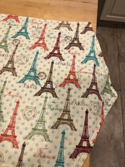 Table Runner Handmade Reversible Eiffel Tower & Christmas Motif French Country Cottage Never Used Barnyard Tractor