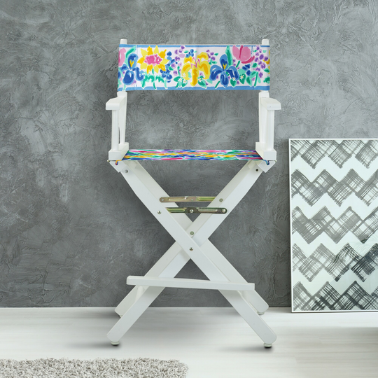 24" Director's Chair White Frame-Garden Flowers - 23"W x 19"D x 39.5"H