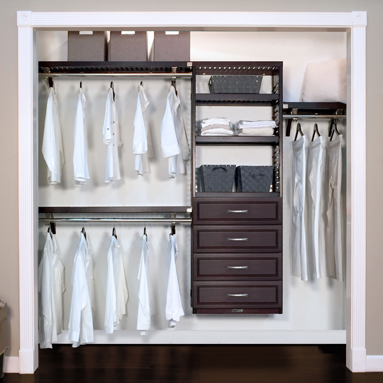 John Louis Home 12in. Deep Solid Wood 4-Drawer Woodcrest Premier Organizer Espresso