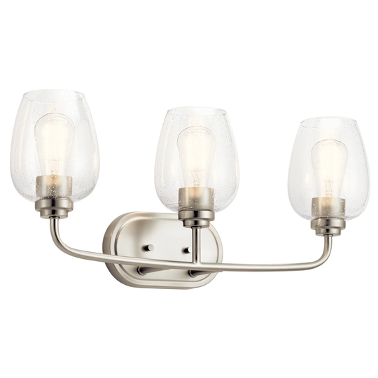 Kichler Valserrano 24 inch 3 Light Vanity Light with Clear Seeded Glass in Brushed Nickel