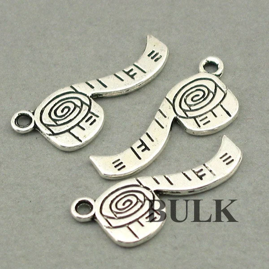 Bulk 30 Tape Measure Charms, Wholesale Measuring Pendant Beads, Antique Silver 11x27mm cm0538S