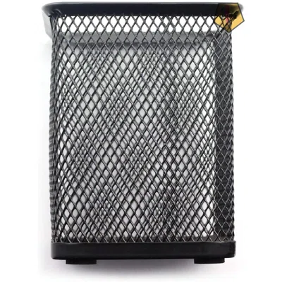 Black Pen Holder Desktop Organizer Student Stationery Office Supplies Shape Hollow Out Metal Mesh Pencil Container