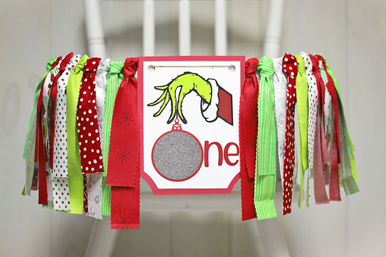 Grinch High Chair Banner, 1st Birthday, Hand Birthday Party Decor, Birthday Photo Prop, Cake Smash