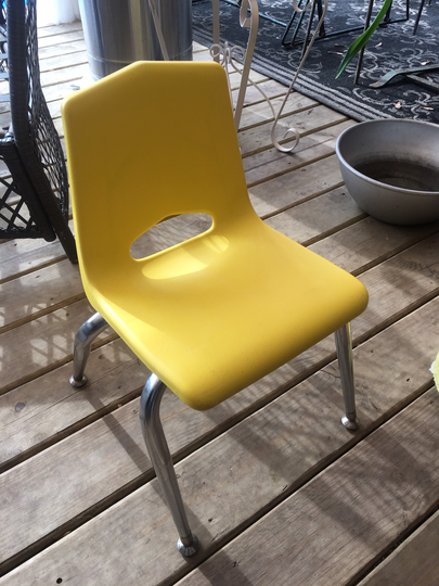 Mcm Retro Kids Plastic Stainless Steel Chair Lemon Yellow