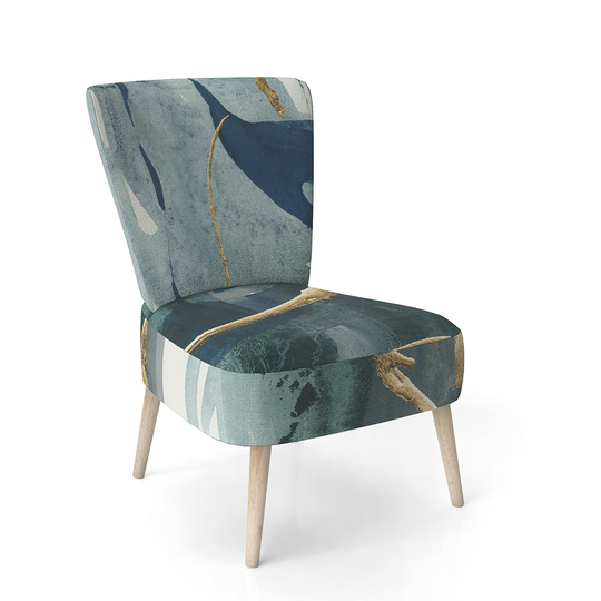 Designart 'Mettalic Indigo and Gold II' Upholstered Glam Accent Chair