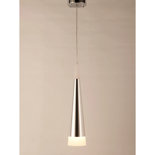 Pinnacle 12-Watt Polished Chrome Finish Integrated LED 3000K Cone Mini Pendant Ceiling Light 6 in. Dia x 96 in. H - Mini Pendant