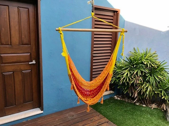 Chair Hammock Hand Made Cotton Sitting Traditionally Made Yucatan Fair Trade + Free Shipping From Maui Hawaii