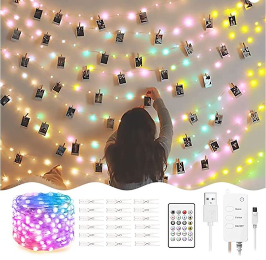 Smart Color Wall Photo Starry Fairy Lights With Remote & Clips Included - String | 008
