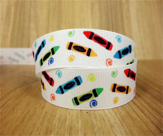 7/8"Back To School Pencil Printed Grosgrain Ribbon Hair Bow 3 Or 5 Yards - Craft Supplies