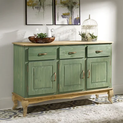 Wednesbury 57.48" Wide 3 Drawer Pine Solid Wood Sideboard