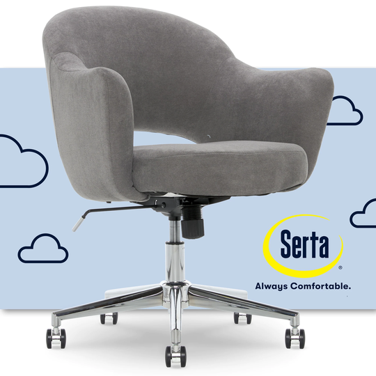 Serta Valetta Home Office Chair, Home Desk Chair with Memory Foam Padding, Chrome-Finished Stainless-Steel Base,