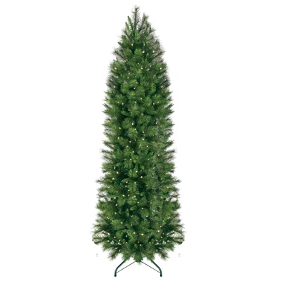 Belgium Pencil 7.5' Green Pine Artificial Christmas Tree with 400 Clear/White Lights