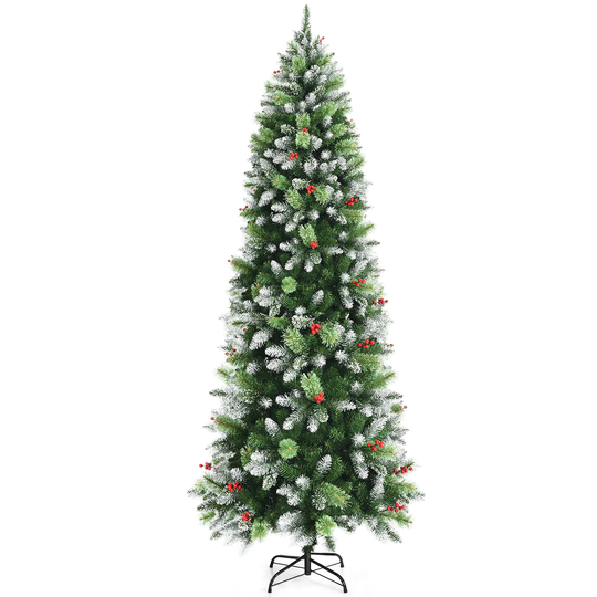 Costway 5ft/6ft/7.5ft Unlit Snowy Hinged Artificial Christmas Pencil