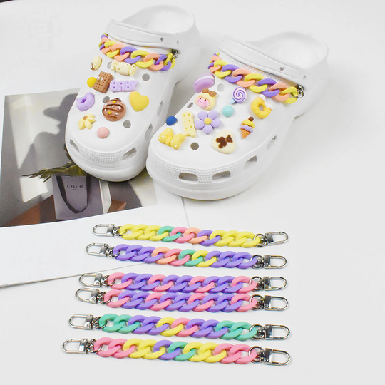 2Pcs Colorful Candy Color Shoe Chains, Acrylic Contrasting Charms For Shoe, Buckle Without Shoes