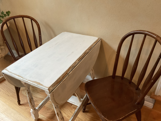 Vintage Drop Leaf Child's Folk Art Table & Spindle Back Chairs