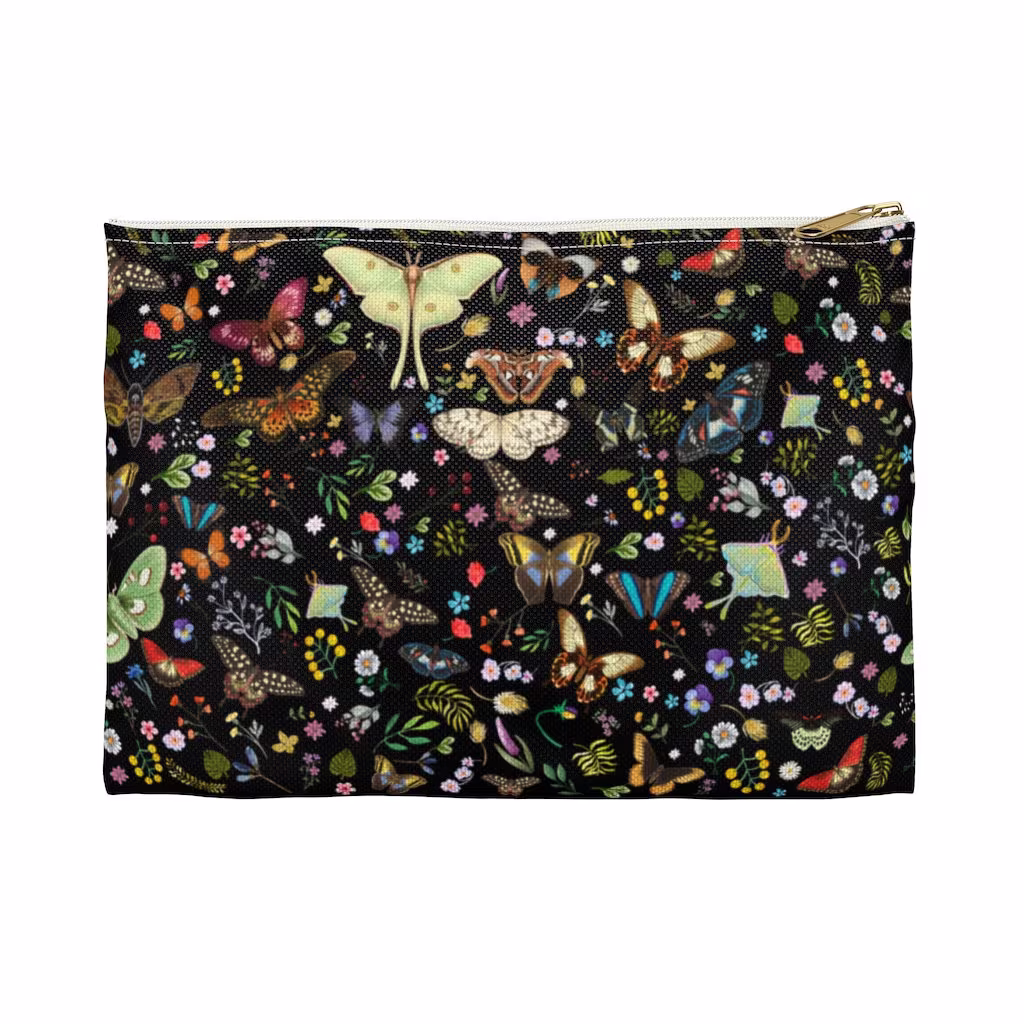 Butterfly Zipper Pouch | Cottagecore Pencil Case Cosmetic Bag Travel Aesthetic Zippered Pouch