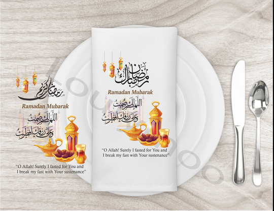 2 Ramadan Fabric Napkins, Iftar Table Decoration, Setting, Decor, Gift, Party Supply, Eid Decoration