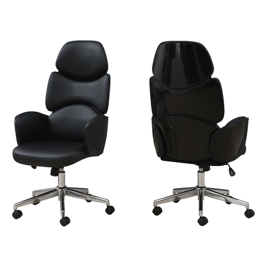 46" Black and Silver Contemporary Upholstered Adjustable Office Chair