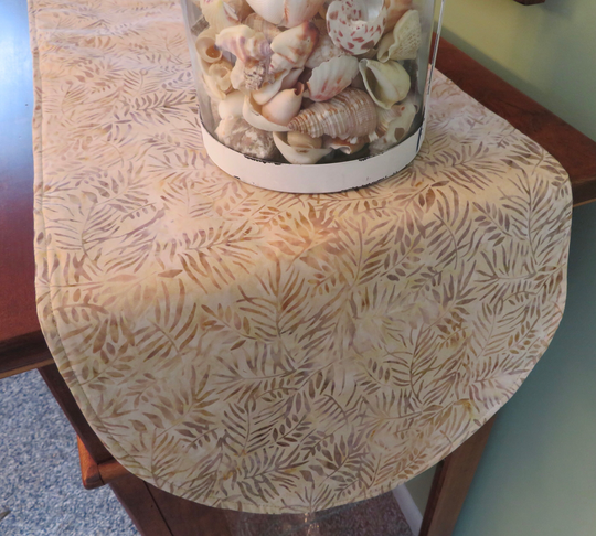 36" Beige Batik Table Runner Reversible Tan Light Brown Fern Vine Neutral Year Round Decor Home
