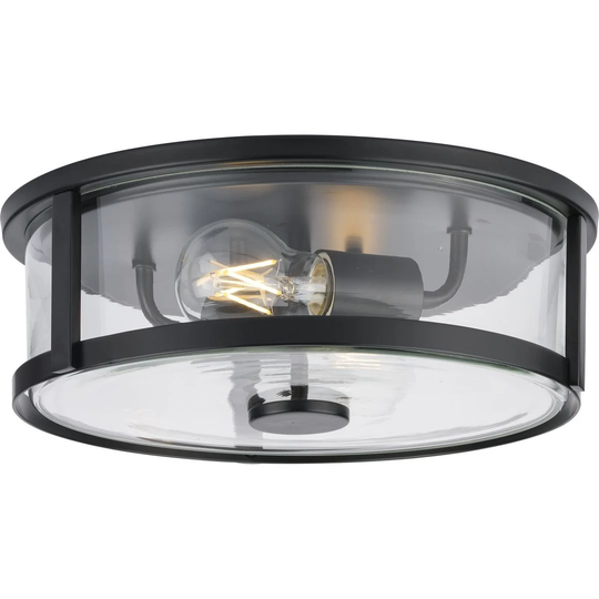 Gilliam Collection 12-5 8 in. Two-Light Matte Black New Traditional Flush Mount - 12.62 in x 12.62 in x 4.37 in