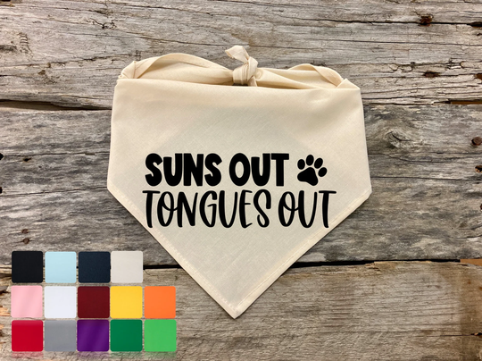 Dog Bandana, Suns Out Tongues Out, Traditional Tie, Scarf, Pet Accessories Supplies, Bandana Gifts Boys Girls Dogs Cats